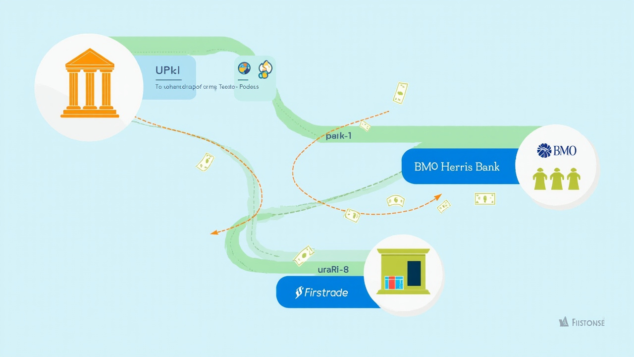 國際電匯流程：台灣銀行 → 中間行 → BMO → Firstrade