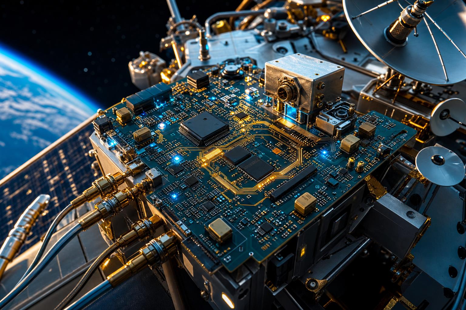 低軌衛星PCB電路板與射頻元件特寫:台灣科技廠商核心產品